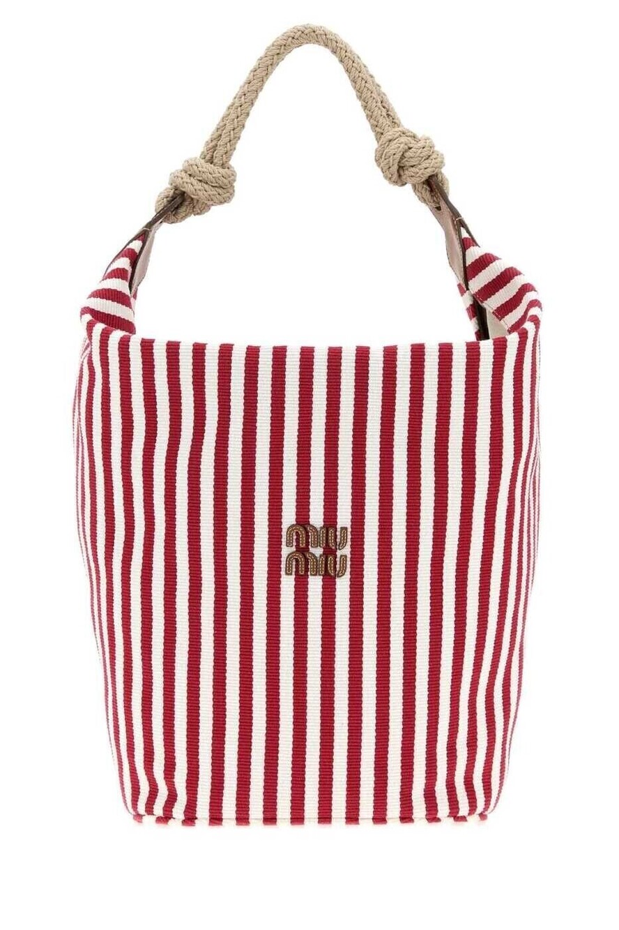 Miu Miu Business Briefcase Stripped Leather Red White